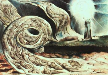 William Blake : Whirlwind of Lovers (Illustration to Dante's Inferno)